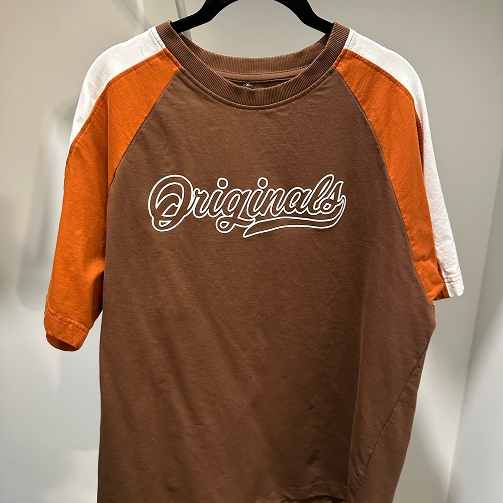 Men's Brown and Orange Jersey Shirt